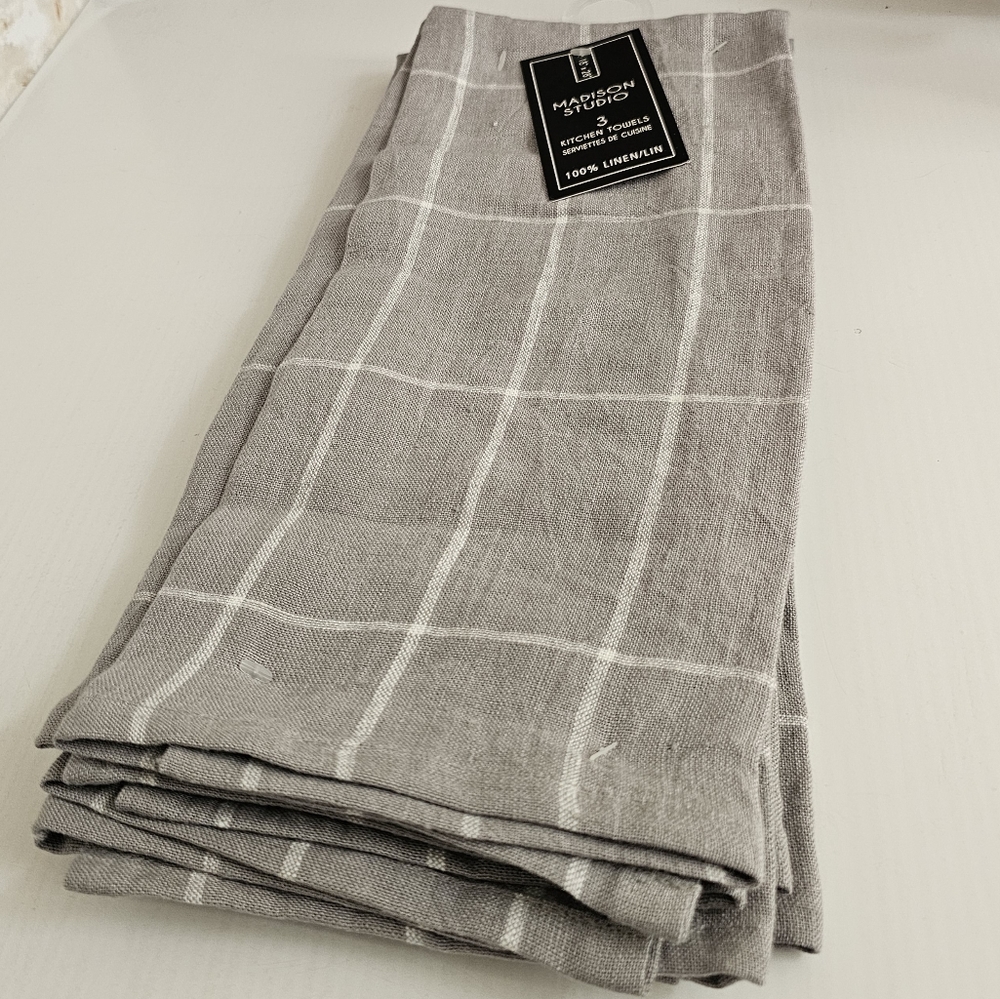 Madison Studio 100% Linen Kitchen Towel Set of 3